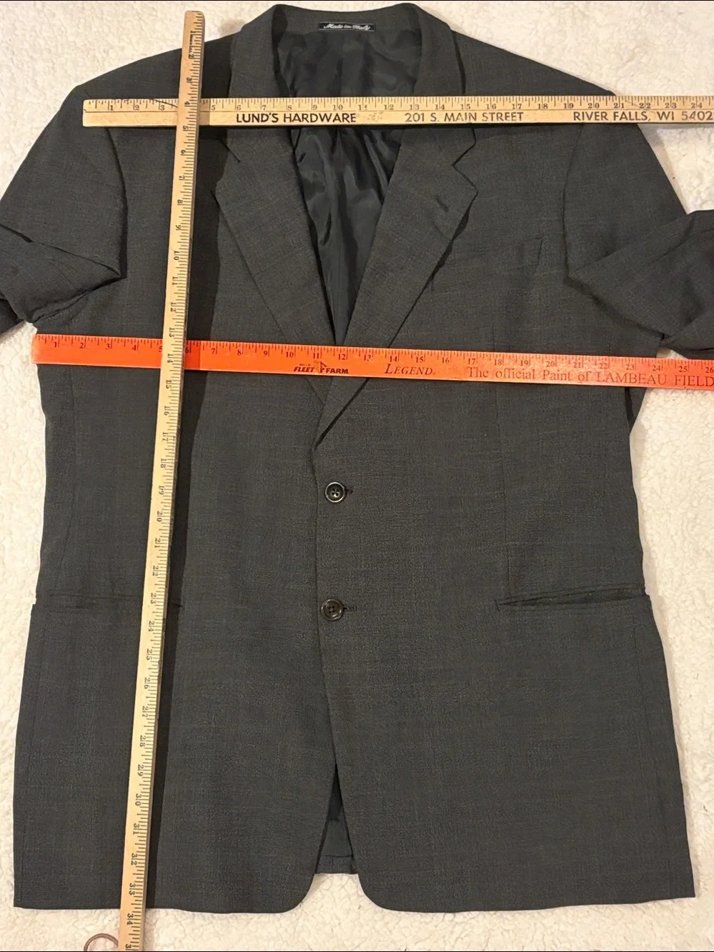 Armani Collezioni 46L Men's Two-Button Dark Gray Wool Blend Suit Blazer